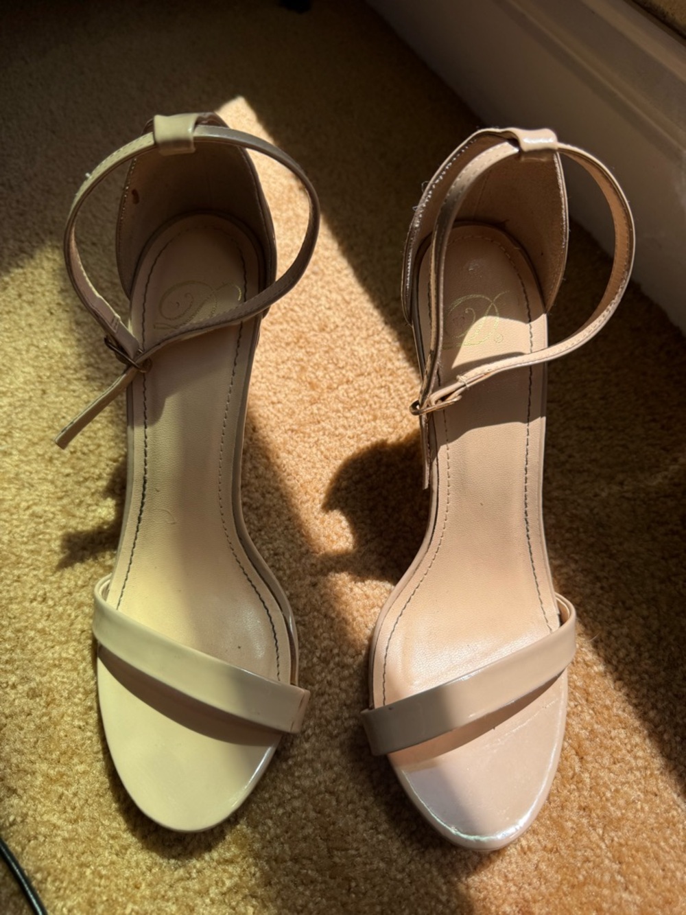 Women's Nude Ankle-Strap Open-Toe Heels